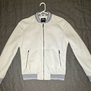 Zara Men's Cream Bomber Jacket